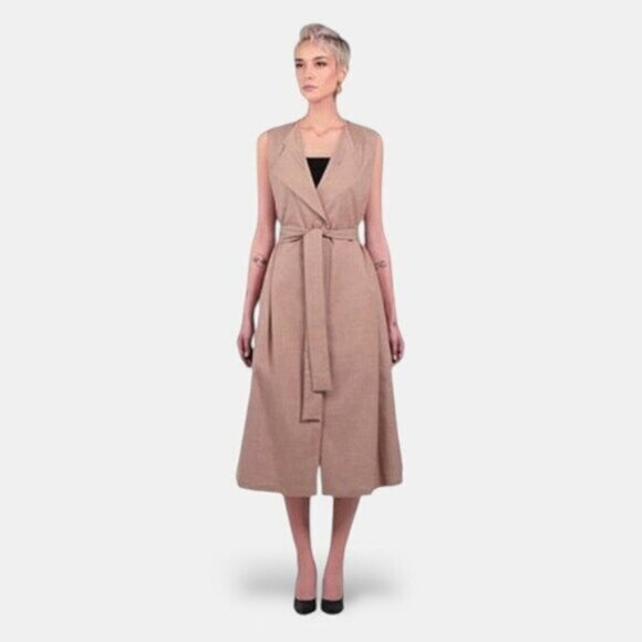 Swoosh Longline Sleeveless Trench Coat with belt sash- M (larger fit)​ - Picture 1 of 7
